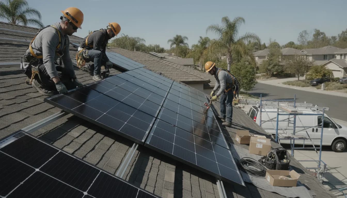 Professional solar panel installation on a Buena Park, California home by Solar Topper